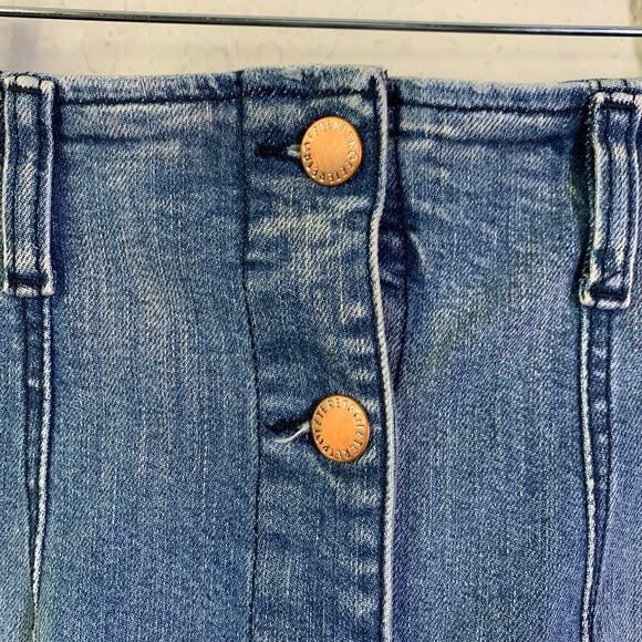 RETROFETE Skirt XS Harmonia Pencil Down Front Button Closure Edgy Distressed Hem - Picture 6 of 16